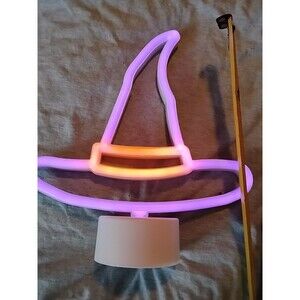 Halloween LED Light Witches Hat Night Light Decor Battery Operated Orange/Purp